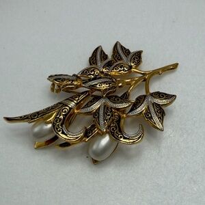 Vintage Spanish Damascene Brooch